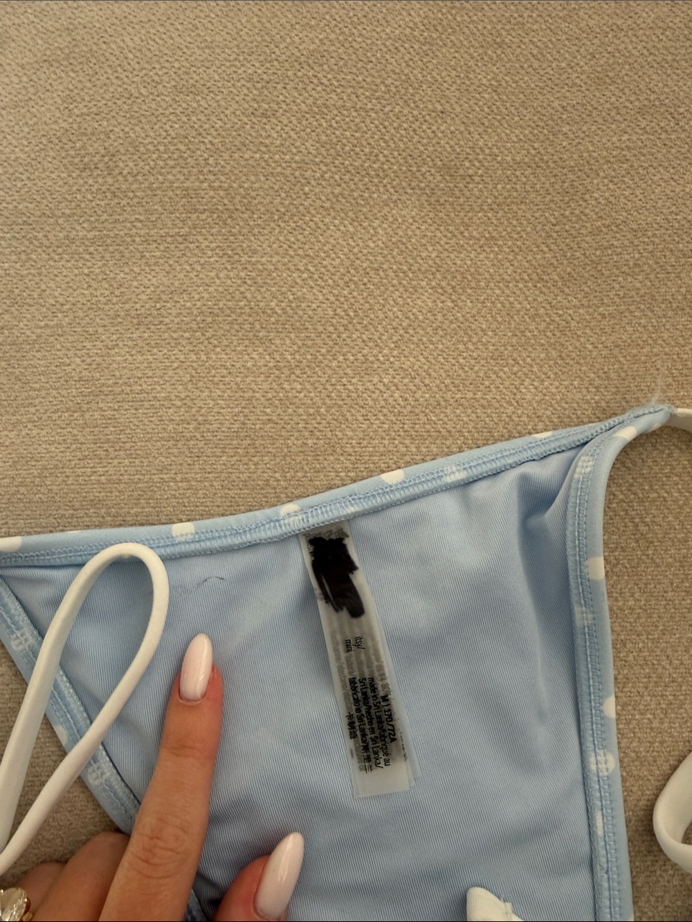 Light Blue Polka Dot String Bikini Bottom - Picture 2 of 5